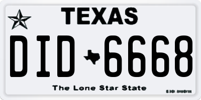 TX license plate DID6668