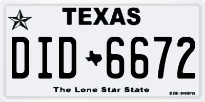 TX license plate DID6672