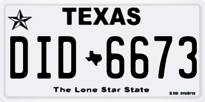 TX license plate DID6673