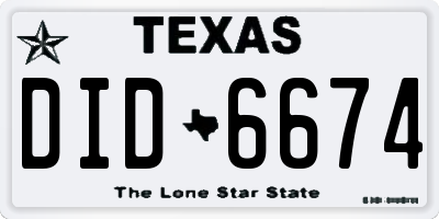 TX license plate DID6674