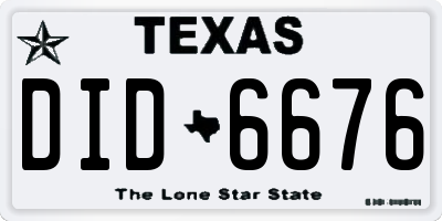 TX license plate DID6676