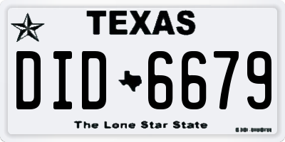 TX license plate DID6679