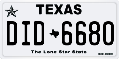 TX license plate DID6680
