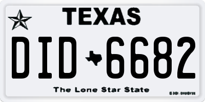 TX license plate DID6682