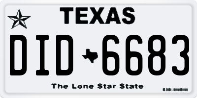 TX license plate DID6683