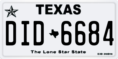 TX license plate DID6684