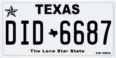 TX license plate DID6687