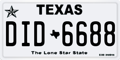 TX license plate DID6688
