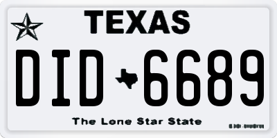 TX license plate DID6689