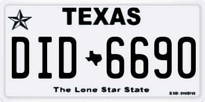 TX license plate DID6690