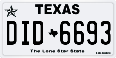 TX license plate DID6693