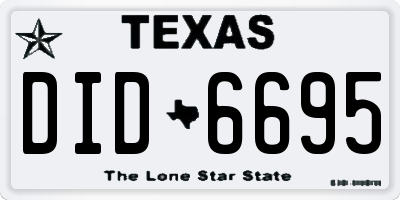 TX license plate DID6695