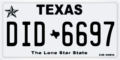 TX license plate DID6697