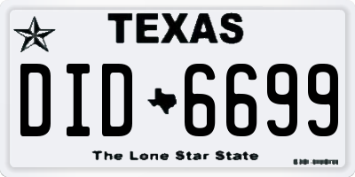 TX license plate DID6699