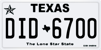 TX license plate DID6700