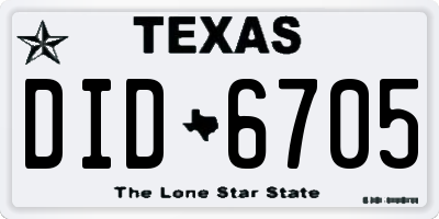 TX license plate DID6705