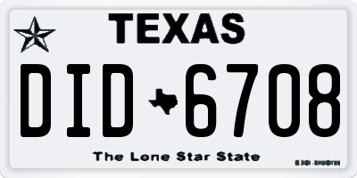 TX license plate DID6708
