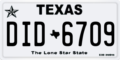 TX license plate DID6709