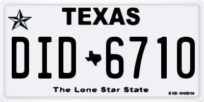 TX license plate DID6710