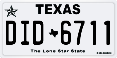 TX license plate DID6711