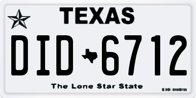 TX license plate DID6712