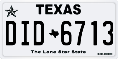 TX license plate DID6713
