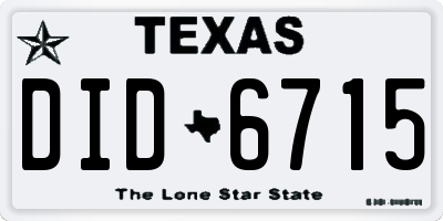 TX license plate DID6715