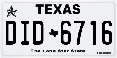 TX license plate DID6716