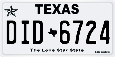 TX license plate DID6724