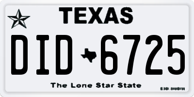 TX license plate DID6725