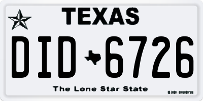 TX license plate DID6726