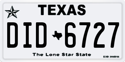 TX license plate DID6727