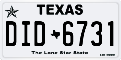 TX license plate DID6731