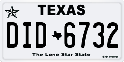 TX license plate DID6732