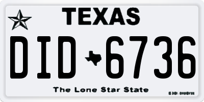 TX license plate DID6736