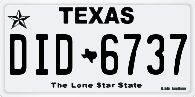 TX license plate DID6737