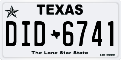 TX license plate DID6741