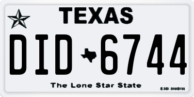 TX license plate DID6744