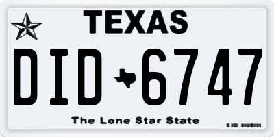 TX license plate DID6747
