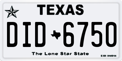 TX license plate DID6750
