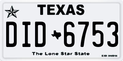 TX license plate DID6753