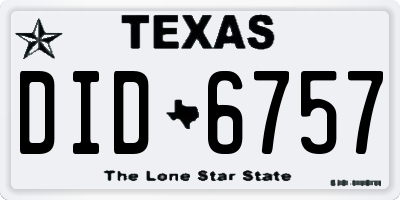 TX license plate DID6757