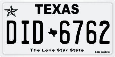 TX license plate DID6762