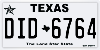 TX license plate DID6764