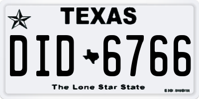 TX license plate DID6766
