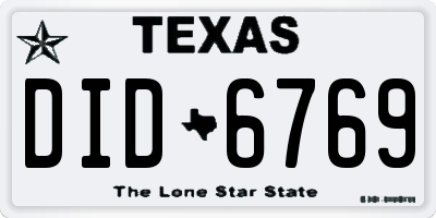 TX license plate DID6769