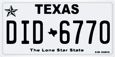 TX license plate DID6770