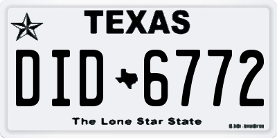 TX license plate DID6772