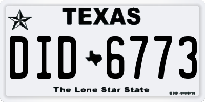 TX license plate DID6773