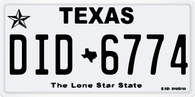 TX license plate DID6774